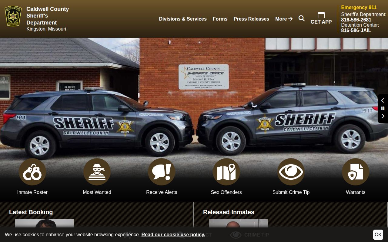 Caldwell County Detention Center release and current custody links